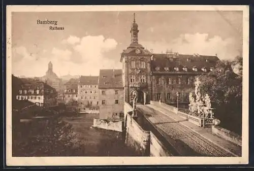 AK Bamberg, Strassenpartie am Rathaus