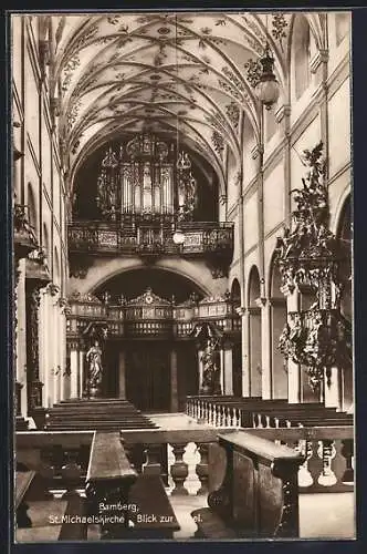 AK Bamberg, St. Michaelskirche, Blick zur Kanzel