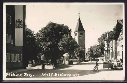 AK Peiting /Obby., platz mit Kirchturm