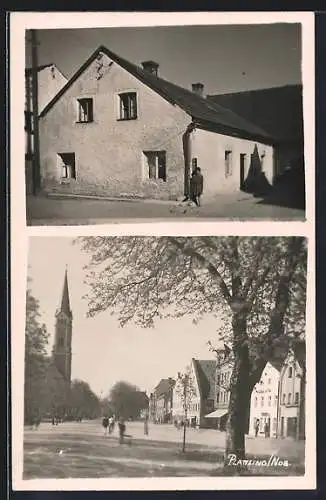 AK Plattling /Ndb., Kleines Wohnhaus und Platz mit Kirche