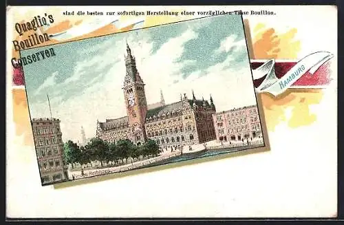 Lithographie Hamburg, Partie am Rathaus