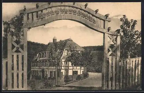 AK Ramsen im Pfälzer Wald, Eingangstor zum Ferienheim der Stadt Ludwigshafen a. Rh.