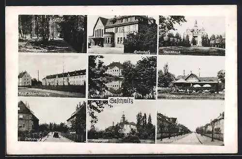 AK Gaschwitz, Bahnhof, Golfhaus, Adiolf-Strasse, Oststrasse