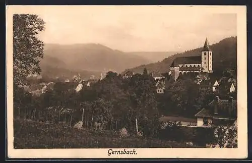 AK Gernsbach, Teilansicht vom Hügel aus