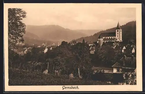 AK Gernsbach, Teilansicht vom Hügel aus