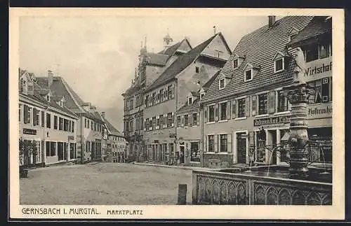 AK Gernsbach, Strassenpartie am Marktplatz