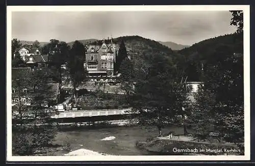 AK Gernsbach im Murgtal, Uferpartie mit Kurhaus