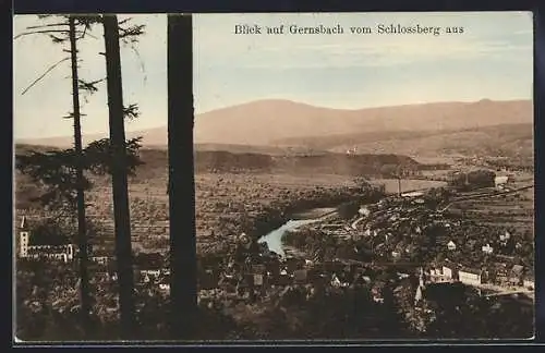 AK Gernsbach, Ortsansicht vom Schlossberg aus