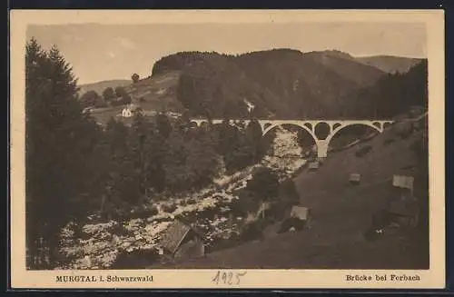 AK Forbach /Murgtal, Brücke über steinernem Flussbett