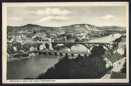 AK Marburg a. Drau, Ansicht mit neuer Reichsbrücke