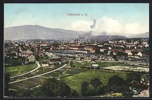 AK Marburg a. Dr., Teilansicht aus der Vogelschau