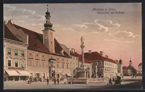 AK Maribor / Marburg, Hauptplatz mit Rathaus