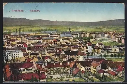 AK Ljubljana, Teilansicht aus der Vogelschau