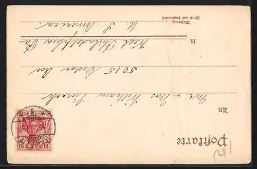 Präge-Lithographie Hameln, Rattenfänger vor der Stadt