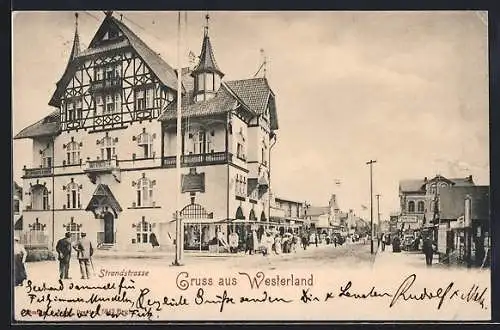 AK Westerland, Strandstrasse mit Geschäften