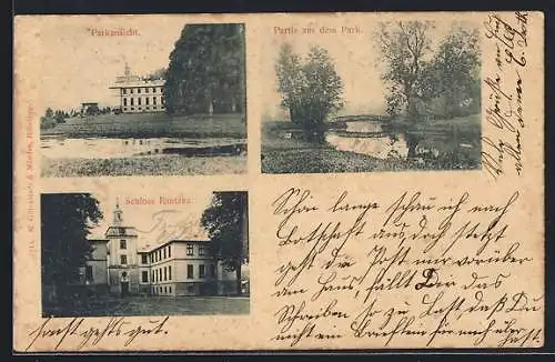 AK Rantzau, Schloss, Parkansicht und Partie mit Brücke