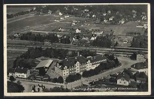 AK Gauting, Bahnhofplatz mit Villenkolonie