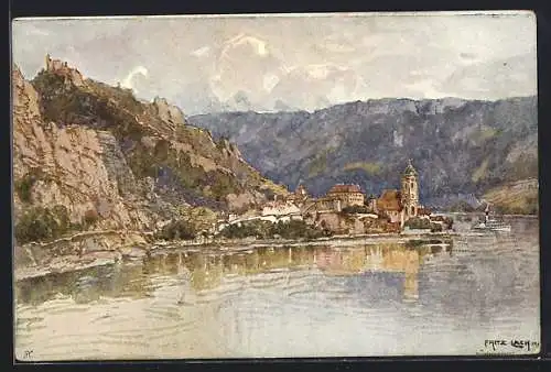 Künstler-AK Fritz Lach: Dürnstein a. D., Gemälde Nibelungenweg v. Fritz Lach