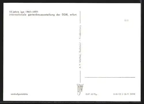 AK Erfurt, Internationale Gartenbauausstellung der DDR 1971, Zentralgaststätte