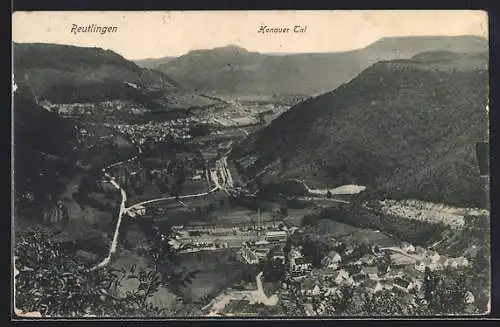 AK Reutlingen, Panorama-Ansicht mit Blick ins Honauer Tal