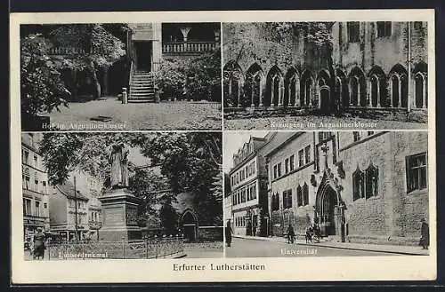 AK Erfurt, Hof im Augustinerkloster, Kreuzgang, Lutherdenkmal, Universität