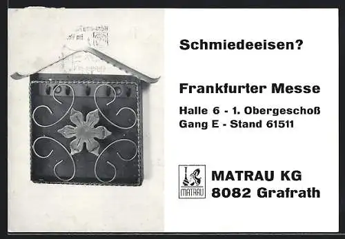 AK Grafrath, Messekarte der Firma Matrau KG, schmiedeeiserne Produkte