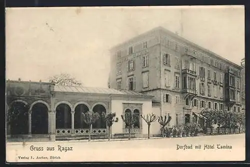 AK Ragaz, Dorfbad mit Hotel Tamina