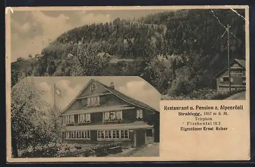 AK Strahlegg, Restaurant-Pension zum Alpenrösli E. Reiser mit Garten und Umgebung