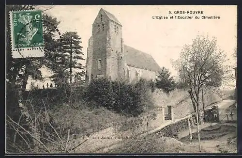 AK Gros-Rouvre, L`Eglise et l`Escalier du Cimetière