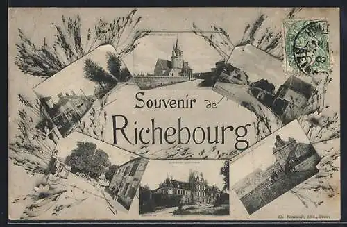 AK Richebourg, L`Eglise, Rue de Sceaux, Rue de la Croix de la Barre, le Chateau