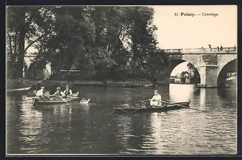 AK Poissy, Canotage, Blick zur Brücke