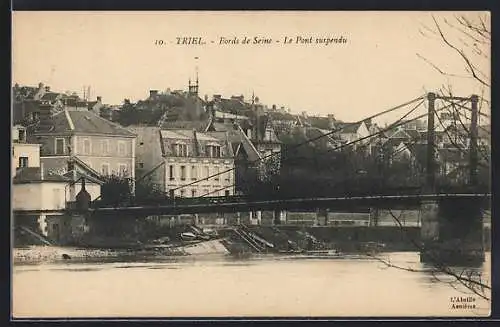 AK Triel, Bords de Seine, Le Pont suspendu