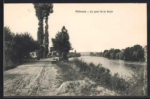 AK Villennes, Le quai de la Seine