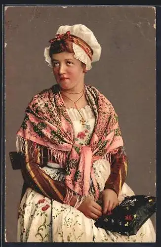 Künstler-AK Neuchatel, Costume d`une jeune femme