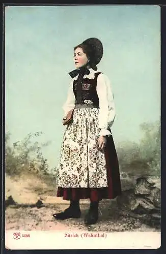 AK Züricherin in Tracht aus dem Wehnthal