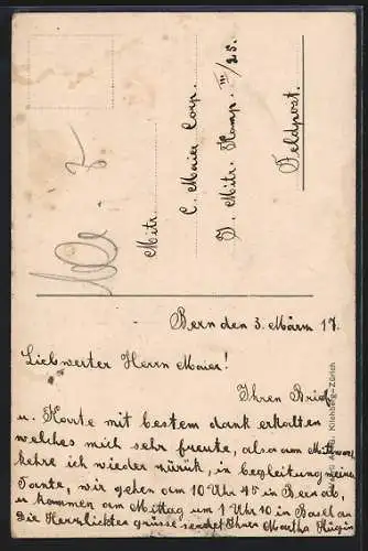 AK Junge Bernerin in ihrem Garten in Tracht