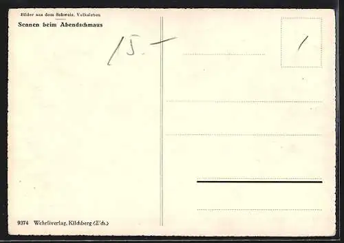 AK Sennen beim Abendschmaus, Schweiz Typen