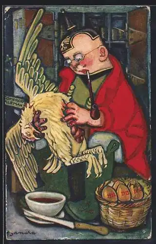 Künstler-AK sign. F. Sancha: Il contadino e le Uova D`Oro