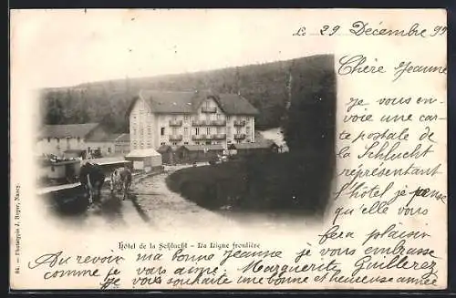 AK Col de la Schlucht, Hotel, la ligne frontière