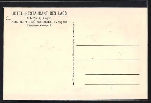 AK Xonrupt-Gérardmer /Vosges, Hotel-Restaurant des Lacs, Raoulx, propr.