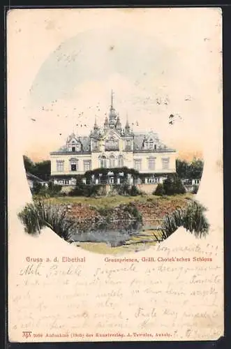 AK Grosspriesen /Elbethal, Gräfl. Chotek`sches Schloss