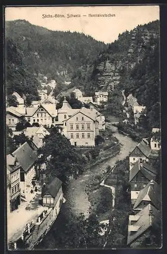 AK Herrnskretschen / Hrensko, Panorama