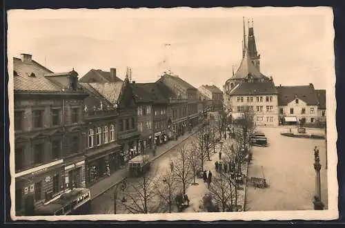 AK Laun, Strassenpartie mit Bussen