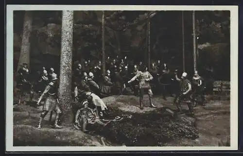 AK Wunsiedel /Fichtelgebirge, Naturbühne Luisenburg, Losburgfestspiele, 1. Bild: Die Raubritter