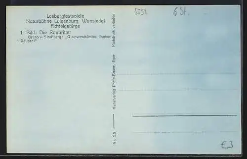 AK Wunsiedel /Fichtelgebirge, Naturbühne Luisenburg, Losburgfestspiele, 1. Bild: Die Raubritter