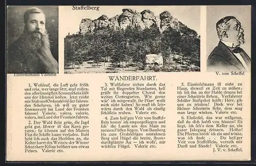 AK Staffelberg, Teilansicht, Einsiedelmann Valentin, V. von Scheffel, Wanderfahrt