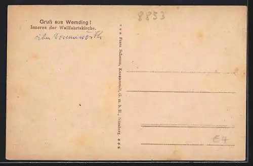 AK Wemding, Inneres der Wallfahrtskirche