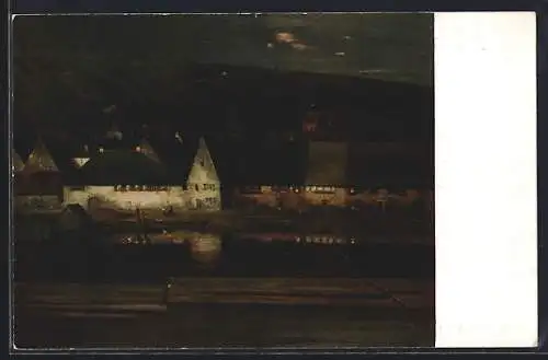 Künstler-AK Leipzig, Museum der bildenden Künste, Abend in Marktbreit von Keller-Reutlingen