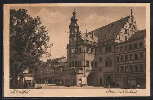 AK Schweinfurt, Strassenpartie mit Rathaus