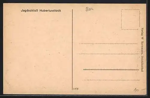 AK Hubertusstock, Jagdschloss mit Hirschdenkmal